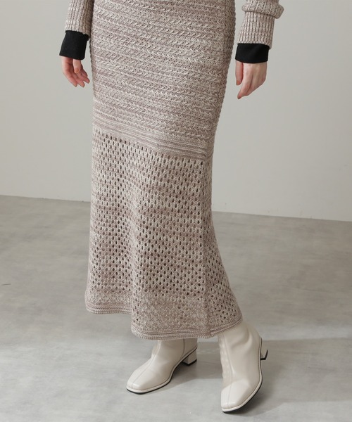 N.(N. Natural Beauty Basic)(エヌエヌナチュラルビューティーベーシック)の「◆MIXニットワンピース(ワンピース・レディース・ベージュ/オレンジ・MEDIUM)」の21枚目の写真