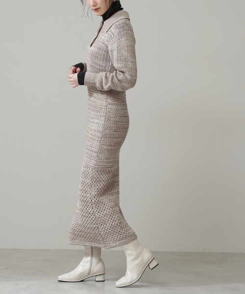 N.(N. Natural Beauty Basic)(エヌエヌナチュラルビューティーベーシック)の「◆MIXニットワンピース(ワンピース・レディース・ベージュ/オレンジ・MEDIUM)」の18枚目の写真