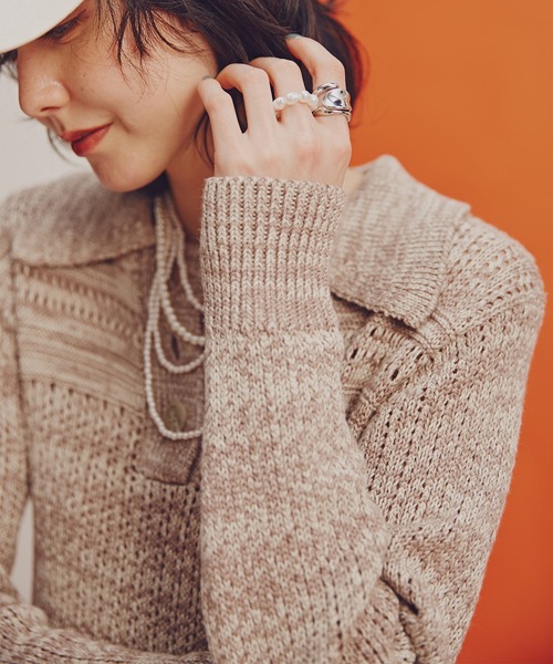 N.(N. Natural Beauty Basic)(エヌエヌナチュラルビューティーベーシック)の「◆MIXニットワンピース(ワンピース・レディース・ベージュ/オレンジ・MEDIUM)」の6枚目の写真