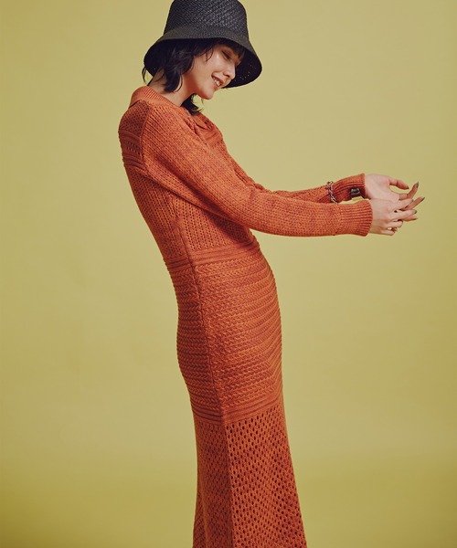 N.(N. Natural Beauty Basic)(エヌエヌナチュラルビューティーベーシック)の「◆MIXニットワンピース(ワンピース・レディース・ベージュ/オレンジ・MEDIUM)」の13枚目の写真