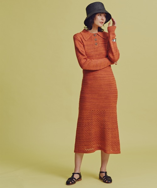 N.(N. Natural Beauty Basic)(エヌエヌナチュラルビューティーベーシック)の「◆MIXニットワンピース(ワンピース・レディース・ベージュ/オレンジ・MEDIUM)」の11枚目の写真