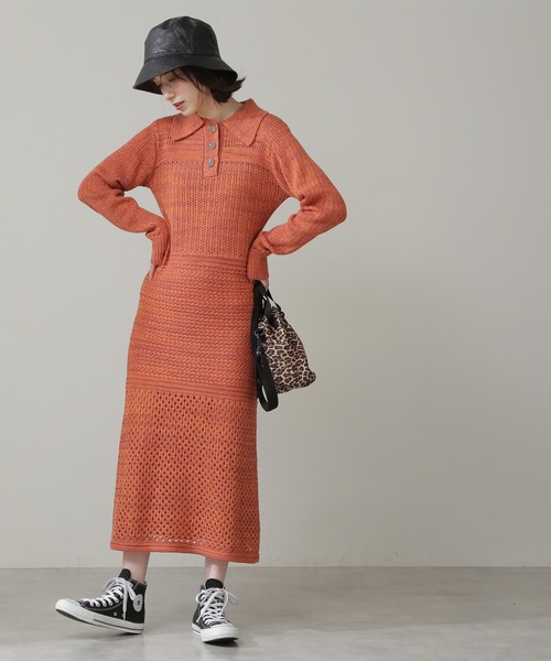 N.(N. Natural Beauty Basic)(エヌエヌナチュラルビューティーベーシック)の「◆MIXニットワンピース(ワンピース・レディース・ベージュ/オレンジ・MEDIUM)」の16枚目の写真