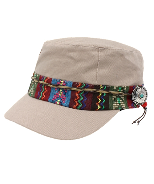 チチカカ（チチカカ）の「コンチョ付きエスニテープワークキャップ（キャップ・レディース・ベージュ/ネイビー/ブラック・FREE）」の4枚目の写真