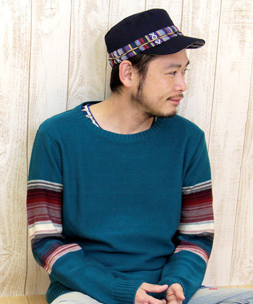 チチカカ（チチカカ）の「コンチョ付きエスニテープワークキャップ（キャップ・レディース・ベージュ/ネイビー/ブラック・FREE）」の5枚目の写真