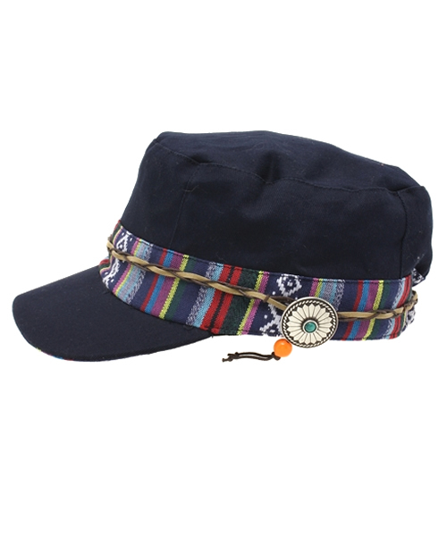 チチカカ（チチカカ）の「コンチョ付きエスニテープワークキャップ（キャップ・レディース・ベージュ/ネイビー/ブラック・FREE）」の6枚目の写真