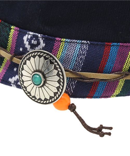 チチカカ（チチカカ）の「コンチョ付きエスニテープワークキャップ（キャップ・レディース・ベージュ/ネイビー/ブラック・FREE）」の10枚目の写真