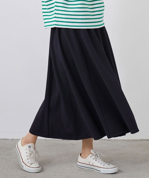 NICOLE white（ニコルホワイト）の「カットカルゼ フレアスカート ロング丈（スカート・レディース・グリーン/オフホワイト/ネイビー・FREE）」の3枚目の写真