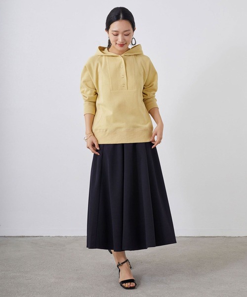 NICOLE white（ニコルホワイト）の「カットカルゼ フレアスカート ロング丈（スカート・レディース・グリーン/オフホワイト/ネイビー・FREE）」の7枚目の写真