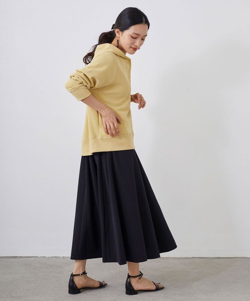 NICOLE white（ニコルホワイト）の「カットカルゼ フレアスカート ロング丈（スカート・レディース・グリーン/オフホワイト/ネイビー・FREE）」の6枚目の写真