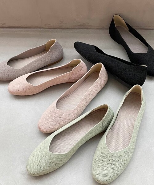 SHOO・LA・RUE（シューラルー）の「◆洗えて履きやすい！ニットスクエアパンプス（その他シューズ・レディース・ブラック/ライトグリーン/サンドベージュ/ベビーピンク・35/45/25）」の5枚目の写真