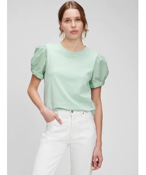 GAP(ギャップ)の「パフスリーブ Tシャツ(Tシャツ/カットソー・レディース・アクア/ホワイト/ブラック・S/M/XL/XS/L/XXS)」の3枚目の写真