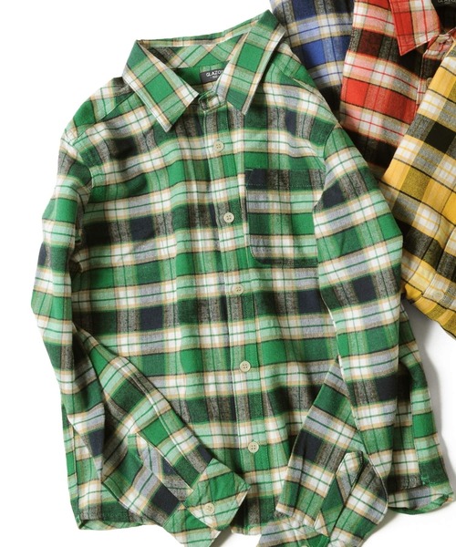GLAZOS（グラソス）の「チェック長袖シャツ（シャツ/ブラウス・キッズ・レッド/イエロー/グリーン/ブルー・130cm/140cm/150cm/160cm/170cm）」の3枚目の写真