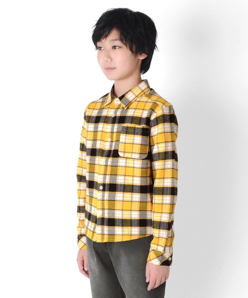GLAZOS（グラソス）の「チェック長袖シャツ（シャツ/ブラウス・キッズ・レッド/イエロー/グリーン/ブルー・130cm/140cm/150cm/160cm/170cm）」の7枚目の写真