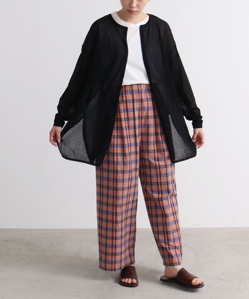 yuni(ユニ )の「コットンキュプラ check cropped wide pants(その他パンツ・レディース・ブラウン/ピンク・FREE)」の7枚目の写真