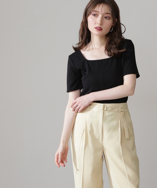 N.（N. Natural Beauty Basic）（エヌエヌナチュラルビューティーベーシック）の「◆スクエアネックコンパクトＴシャツ（Tシャツ/カットソー・レディース・イエロー/ブラック/クリーム・MEDIUM）」の7枚目の写真