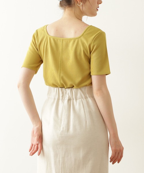 N.（N. Natural Beauty Basic）（エヌエヌナチュラルビューティーベーシック）の「◆スクエアネックコンパクトＴシャツ（Tシャツ/カットソー・レディース・イエロー/ブラック/クリーム・MEDIUM）」の9枚目の写真