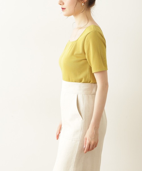 N.（N. Natural Beauty Basic）（エヌエヌナチュラルビューティーベーシック）の「◆スクエアネックコンパクトＴシャツ（Tシャツ/カットソー・レディース・イエロー/ブラック/クリーム・MEDIUM）」の10枚目の写真