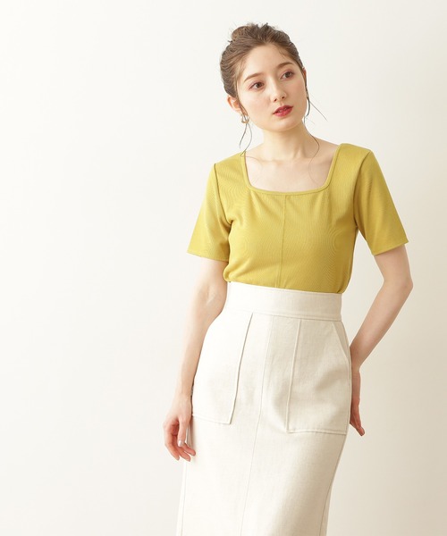 N.（N. Natural Beauty Basic）（エヌエヌナチュラルビューティーベーシック）の「◆スクエアネックコンパクトＴシャツ（Tシャツ/カットソー・レディース・イエロー/ブラック/クリーム・MEDIUM）」の5枚目の写真