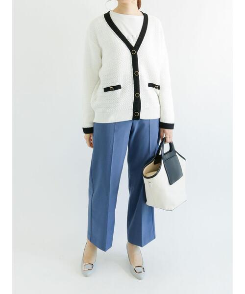 Te chichi(テチチ)の「配色Vネックカーディガン(カーディガン/ボレロ・レディース・ブラック/ベージュ/オフホワイト・フリ-)」の5枚目の写真