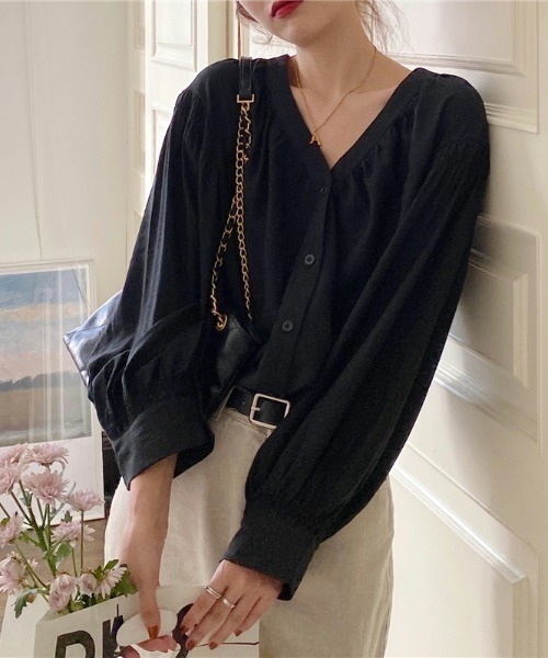 yuue' ( wear )(ユーイ)の「ロングスリーブ オーバーサイズ シャツブラウス(シャツ/ブラウス・レディース・ブラック/ベージュ・FREE)」の12枚目の写真