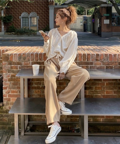 yuue' ( wear )(ユーイ)の「ロングスリーブ オーバーサイズ シャツブラウス(シャツ/ブラウス・レディース・ブラック/ベージュ・FREE)」の16枚目の写真