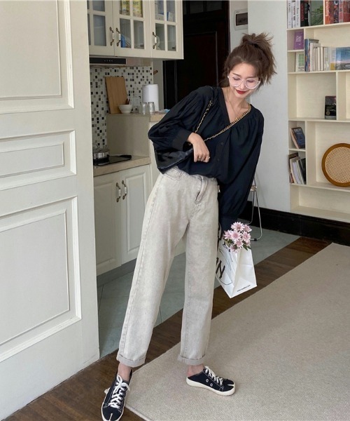 yuue' ( wear )(ユーイ)の「ロングスリーブ オーバーサイズ シャツブラウス(シャツ/ブラウス・レディース・ブラック/ベージュ・FREE)」の19枚目の写真