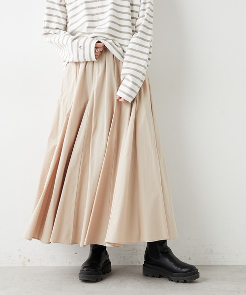 PUAL CE CIN(ピュアルセシン)の「コットンレーヨンスカート(スカート・レディース・ブラック/ベージュ/ナチュラル・FREE)」の3枚目の写真
