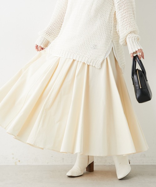 PUAL CE CIN(ピュアルセシン)の「コットンレーヨンスカート(スカート・レディース・ブラック/ベージュ/ナチュラル・FREE)」の1枚目の写真