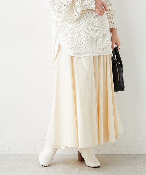 PUAL CE CIN(ピュアルセシン)の「コットンレーヨンスカート(スカート・レディース・ブラック/ベージュ/ナチュラル・FREE)」の9枚目の写真