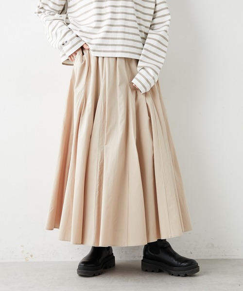 PUAL CE CIN(ピュアルセシン)の「コットンレーヨンスカート(スカート・レディース・ブラック/ベージュ/ナチュラル・FREE)」の4枚目の写真