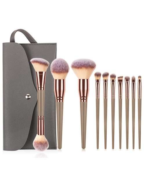 LAC-VERT（ラック・ヴェール）の「ポーチ付きメイクブラシセット【10本】（メイクブラシ・レディース・ブラック/グレー・FREE）」の15枚目の写真