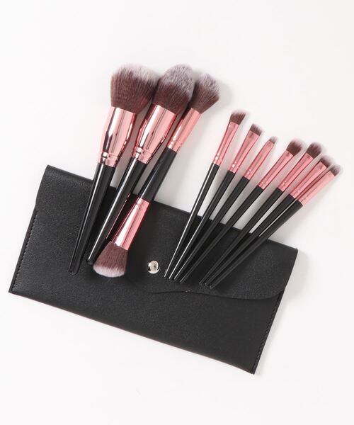 LAC-VERT（ラック・ヴェール）の「ポーチ付きメイクブラシセット【10本】（メイクブラシ・レディース・ブラック/グレー・FREE）」の16枚目の写真