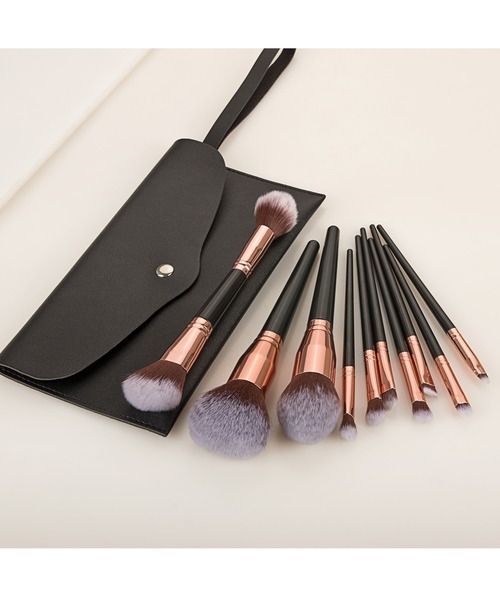 LAC-VERT（ラック・ヴェール）の「ポーチ付きメイクブラシセット【10本】（メイクブラシ・レディース・ブラック/グレー・FREE）」の21枚目の写真