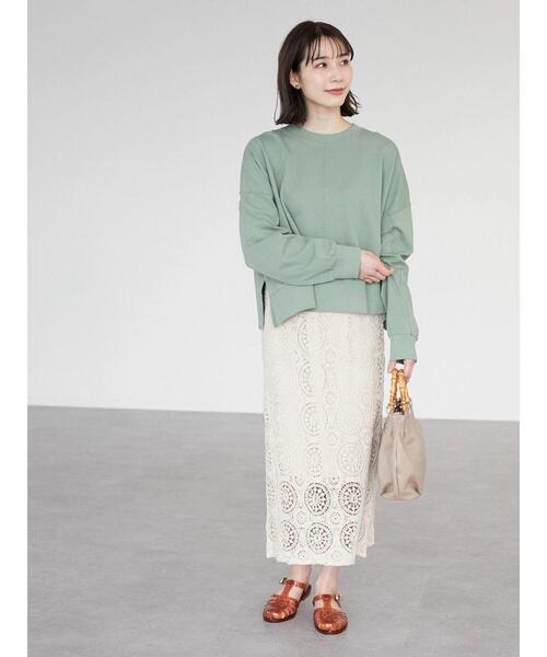 Green　Parks（グリーンパークス）の「クロシェレーススカート（スカート・レディース・ベージュ・FREE）」の11枚目の写真
