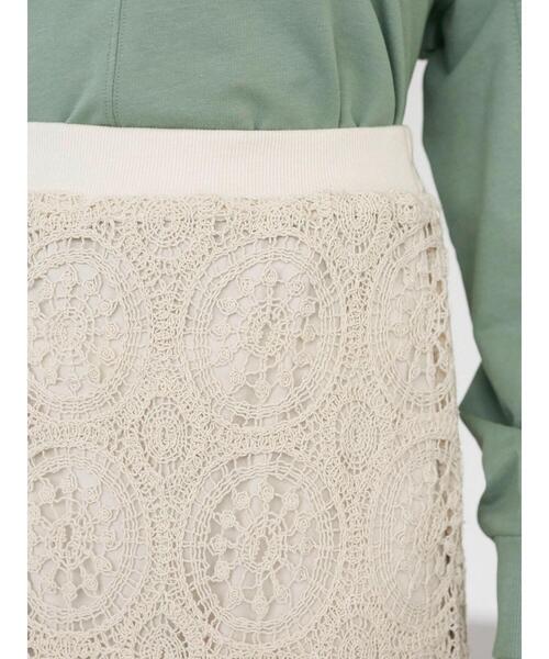 Green　Parks（グリーンパークス）の「クロシェレーススカート（スカート・レディース・ベージュ・FREE）」の6枚目の写真