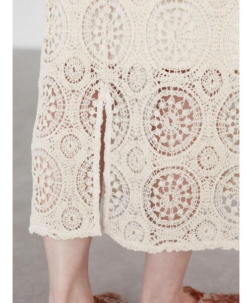 Green　Parks（グリーンパークス）の「クロシェレーススカート（スカート・レディース・ベージュ・FREE）」の9枚目の写真