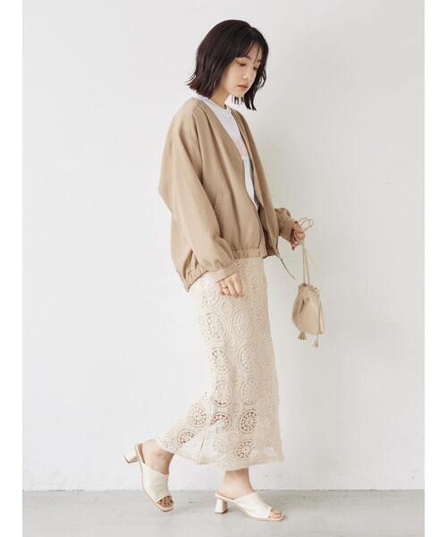 Green　Parks（グリーンパークス）の「クロシェレーススカート（スカート・レディース・ベージュ・FREE）」の3枚目の写真