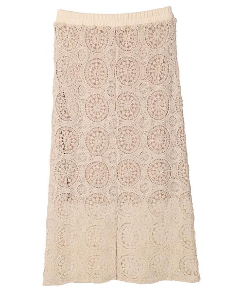 Green　Parks（グリーンパークス）の「クロシェレーススカート（スカート・レディース・ベージュ・FREE）」の19枚目の写真