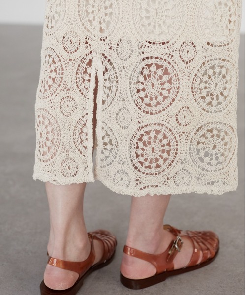 Green　Parks（グリーンパークス）の「クロシェレーススカート（スカート・レディース・ベージュ・FREE）」の15枚目の写真