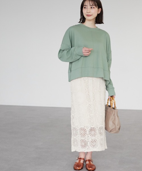 Green　Parks（グリーンパークス）の「クロシェレーススカート（スカート・レディース・ベージュ・FREE）」の13枚目の写真