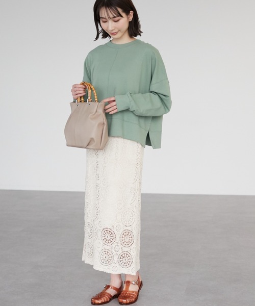 Green　Parks（グリーンパークス）の「クロシェレーススカート（スカート・レディース・ベージュ・FREE）」の14枚目の写真