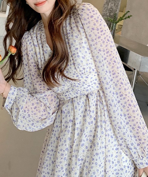 ABYS（アビス）の「花柄シフォンロングワンピース（ワンピース・レディース・ブルー/パープル・SMALL/MEDIUM/LARGE）」の13枚目の写真