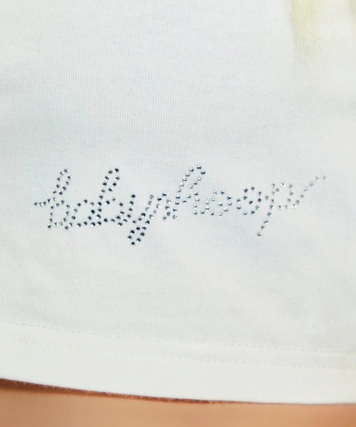 babyShoop（ベイビーシュープ）の「ストーンロゴショート丈TOPS（Tシャツ/カットソー・レディース・イエロー/ピンク/ホワイト/ブラック・FREE）」の7枚目の写真