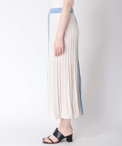 Jines（ジネス）の「バイカラーニットプリーツスカート（スカート・レディース・ミント/ブルー・FREE）」の9枚目の写真