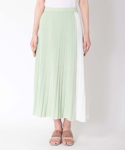 Jines（ジネス）の「バイカラーニットプリーツスカート（スカート・レディース・ミント/ブルー・FREE）」の14枚目の写真
