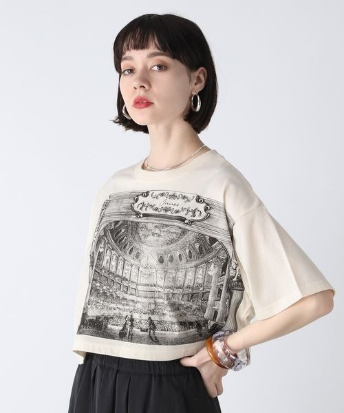 JEANASIS(ジーナシス)の「スラブアートロゴショートプリントT/281530(Tシャツ/カットソー・レディース・ライトグレー/ブラック/オフホワイト・FREE)」の2枚目の写真