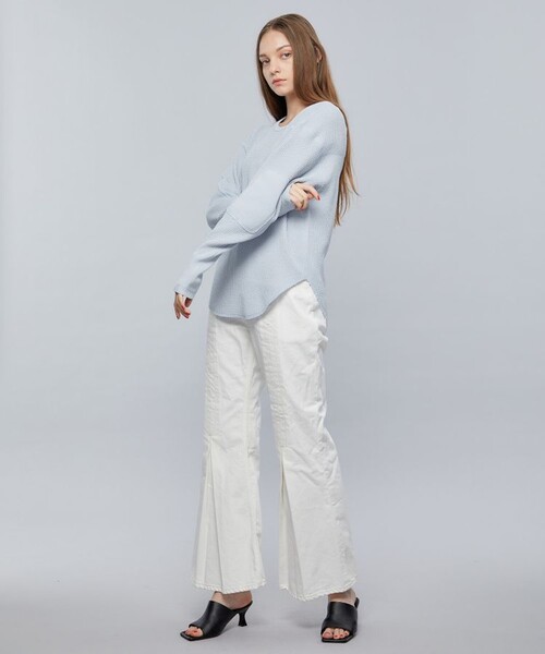 WRAPINKNOT（ラッピンノット）の「【WRAPINKNOT(ラッピンノット)】ハイツイストコットンサーマルプルオーバー WK22S-LPO0（Tシャツ/カットソー・レディース・ライトブルー/ブラック/アイボリー・0）」の15枚目の写真