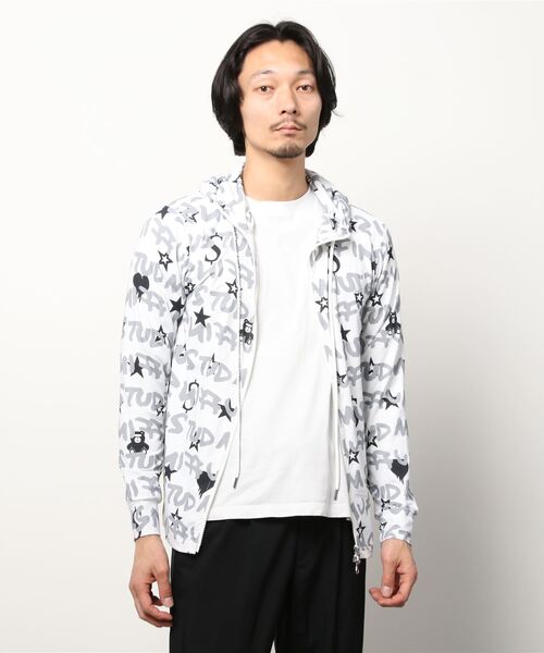 STUD MUFFIN（スタッドマフィン）の「STUD MUFFIN/スタッドマフィン/GRAFGRAM柄ナイロンストレッチ ラッシュパーカー（ラッシュガード・メンズ・ホワイト/ブラック・4/3/2）」の6枚目の写真