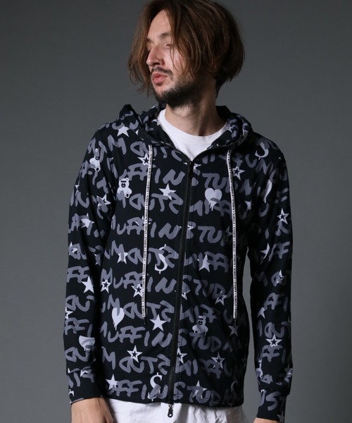 STUD MUFFIN（スタッドマフィン）の「STUD MUFFIN/スタッドマフィン/GRAFGRAM柄ナイロンストレッチ ラッシュパーカー（ラッシュガード・メンズ・ホワイト/ブラック・4/3/2）」の7枚目の写真