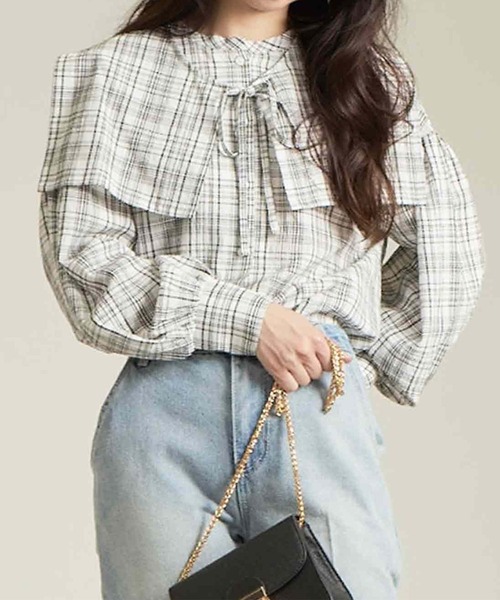 solleim(ソルレム)の「ビックカラーチェックシャツ(シャツ/ブラウス・レディース・ブラック/オフホワイト・M)」の10枚目の写真